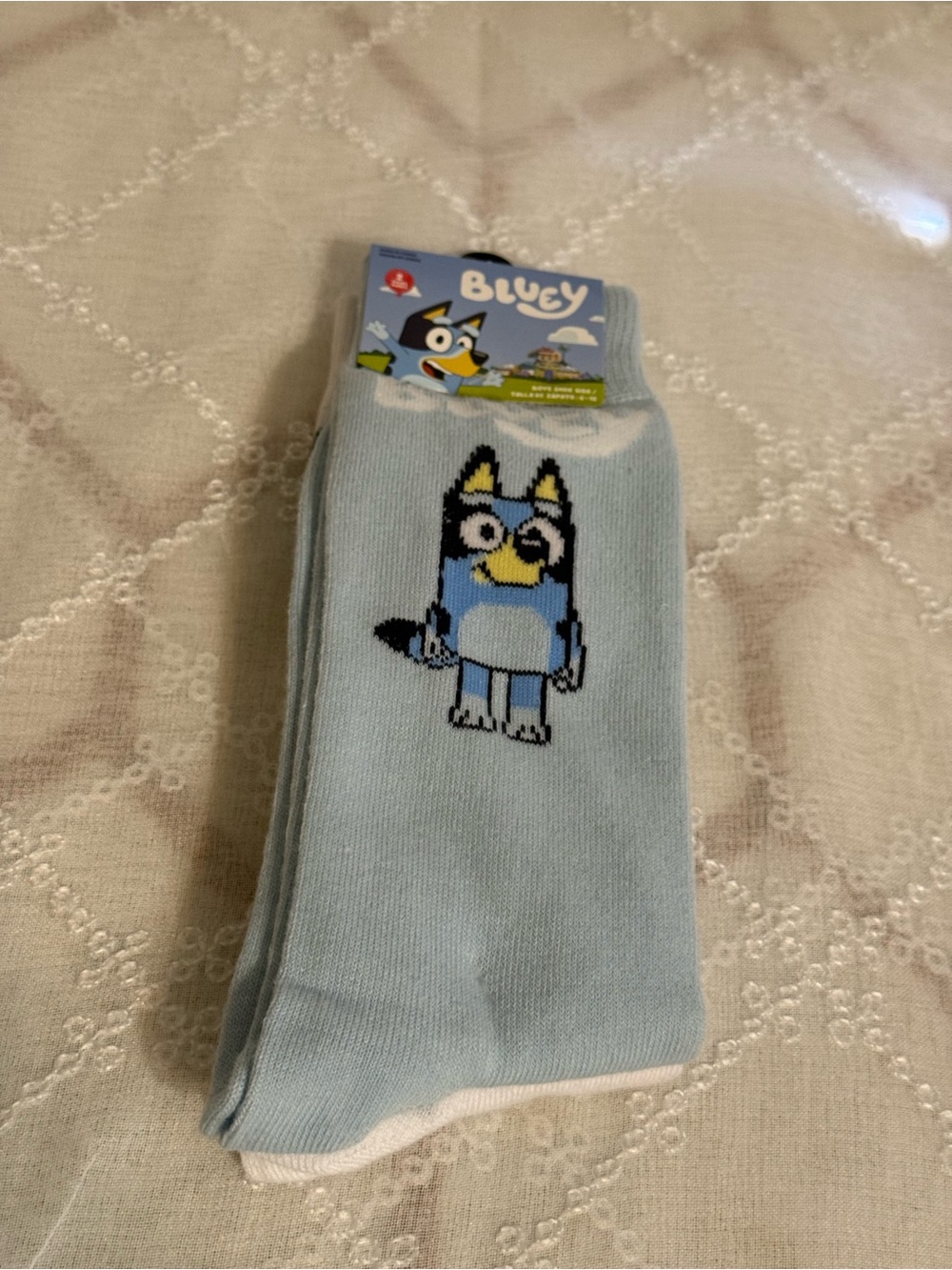 Bluey Light Blue Crew Socks with Character Graphic
